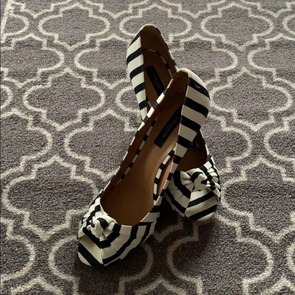 Nautical peep toe heels